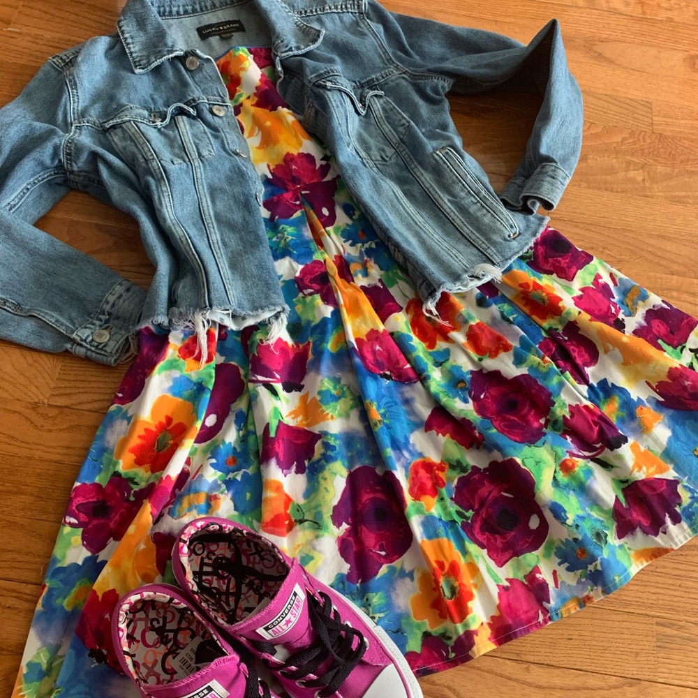🔹🌺🔆🔹 Spense strapless floral sundress w POCKETS! sz 8